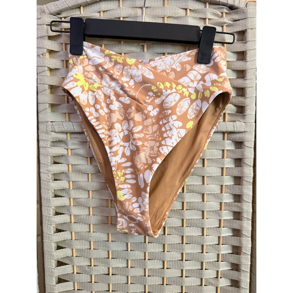 Aerie Real Good Cheekiest Bikini Bottom Small Brown NWT Floral Print High Waist